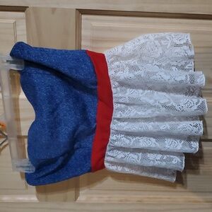 Womens / Juniors red white and blue tube top with lace and bow in back